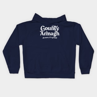 County Armagh / Original Humorous Retro Typography Design Kids Hoodie